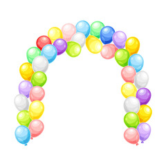 Fototapeta na wymiar Colorful balloons in the shape of arch. Birthday party, wedding decoration vector illustration