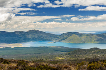 Lake Rotoaira seen from Tongariro volcano in the New Zealand