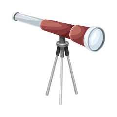 Telescope on tripod, optical instrument for viewing distant objects vector illustration