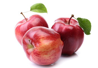 Red apples on white background