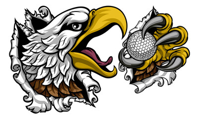 Bald Eagle Hawk Ripping Golf Ball Mascot