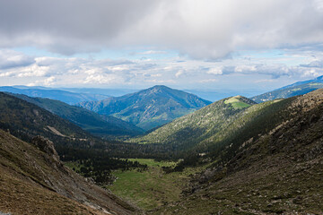 Fototapeta na wymiar Landscape in the beautiful mountains (Portella de Mentet, Pyrenees Mountains)