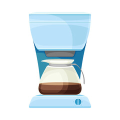 Coffee Brewing with Electric Drip Coffeemaker and Glass Container as Cafe Cooking Appliance Vector Illustration