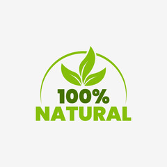 100% natural vector logo design - tag for healthy food
