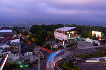 View of Batu city on evening, East Java, indonesia, desember 2020