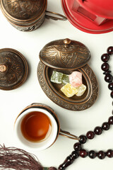 Concept of Ramadan Kareem month, top view