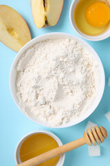 Concept of cooking cake or pie, top view