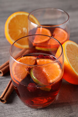 Concept of alcohol drink with Sangria, close up