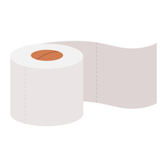 Roll of white three-layer or two-layer toilet paper in a minimalist style. Hygiene product image in flat style