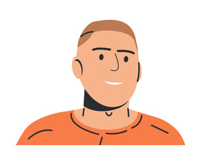 Happy Smiling Caucasian Man with Overweight. White Skinned Body Positive Guy. Male Character Plus Size Model. Plump Man Character. Trendy Big Boy in Tshirt. Flat Vector Illustration