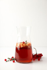 Concept of alcohol drink with Sangria on white table