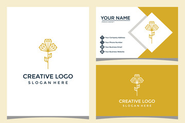 rose and diamond design logo template with business card design