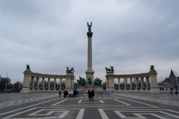 Fototapeta na wymiar Millennium monument on Hero square in Budapest, Hungary