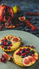Shot of fruit tart with ingredients