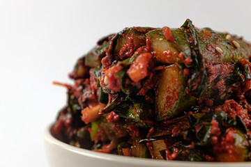 cucumber kimchi on a white background