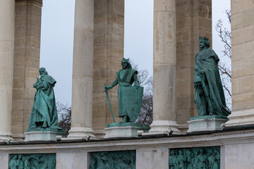 Millennium monument on Hero square in Budapest, Hungary