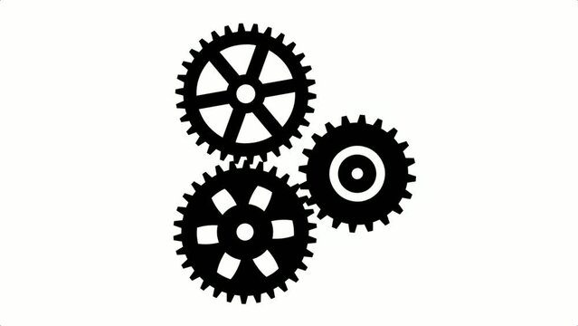 Motion animation silhouettes gears mechanism automation clockwork