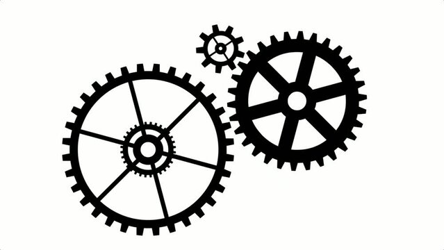 Motion animation silhouettes gears mechanism automation clockwork