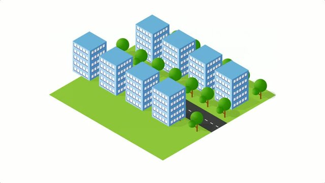 Isometric 3d trees forest camping nature elements white background for landscape design. Animation movement for city maps, games and your town