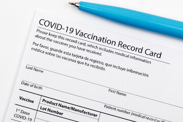 Covid 19 vaccination record card for individual use during the covid 19 coronavirus global pandemic - Image
