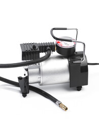 compressor for car tires isolated on white background .