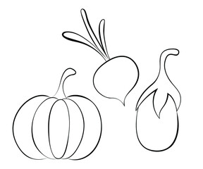 Line art, vegetables Drawing Pumpkin and Brinjal Drawings, Vegetables, Draw