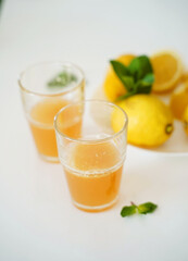 Glass of lemon juice and mint