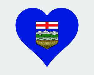 Alberta Canada Heart Flag. AB Canadian Love Shape Province Flag. Albertan Banner Icon Sign Symbol Clipart. EPS Vector Illustration.