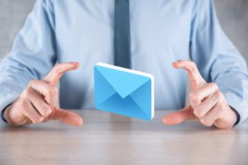 Email marketing and newsletter concept.Contact us by newsletter email and protect your personal information from spam mail concept.Scheme of direct sales in business. List of clients for mailing.