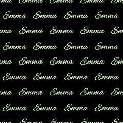 The female name is Emma. Background with the female name Emma. Seamless pattern. A postcard for Emma. Congratulations for Emma.