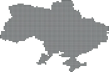 Fototapeta na wymiar Dotted pixelated map of Ukraine in dark grey color. White background. For posters, postcards. Vector illustration.