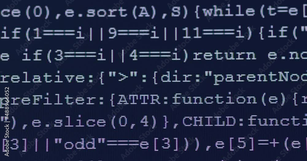 Fototapete 4K Close up shot programming tag code on PC Monitor. Background concept for programming and coding web development.
