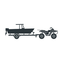 illustration of atv and boat trailers, vector art.