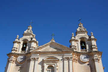 Fototapeta na wymiar The St. Paul's Cathedral in Mdina, Malta 