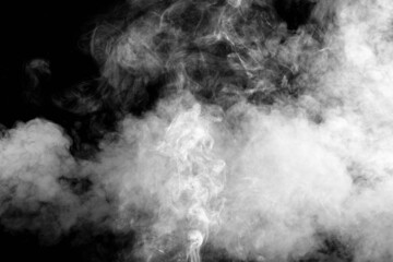 White smoke on a black dark background