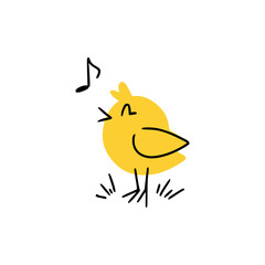 Cute easter little chicken is singing. Good for greeting cards, banners, invitations, flyers.