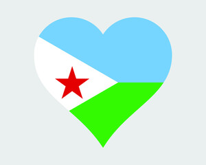 Djibouti Heart Flag. Djiboutian Love Shape Country Nation National Flag. Republic of Djibouti Banner Icon Sign Symbol. EPS Vector Illustration.