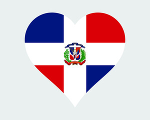Dominican Republic Heart Flag. Dominican Love Shape Country Nation National Flag. Quisqueyan Banner Icon Sign Symbol. EPS Vector Illustration.