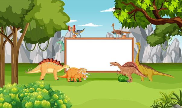 Dinosaur in prehistoric forest scene