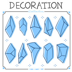 Doodle style vector illustration. stone and gem collection