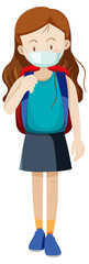A taveller girl wearing mask cartoon character