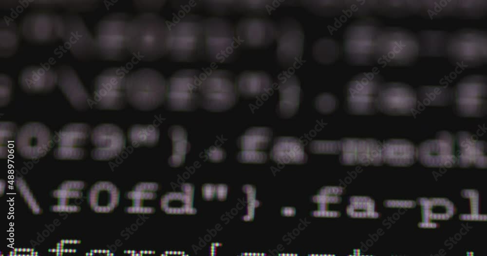 Fototapete 4K Close up shot programming tag code on PC Monitor. Background concept for programming and coding web development.