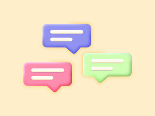 chat message icon in 3d style for web mobile ui chatting messaging bubbles app website social media chat 3D platform communication applications concept