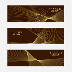 Set of brown and gold banner background