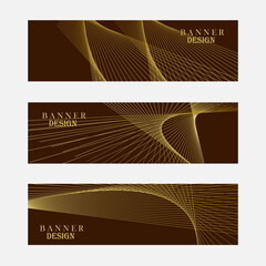Set of brown and gold banner background