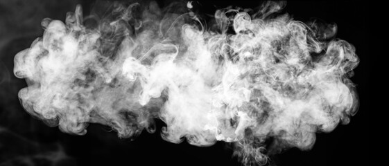 Abstract wide white powder snow cloud explosion on dark background