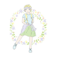 Hand drawing fashion girls in sportsuit. vector illustration