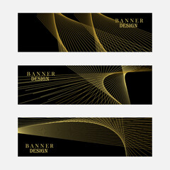 Set of black and gold banner design