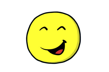 Gelbes Gesicht als rundes Emoticon beim Lachen