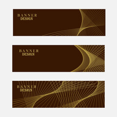 Set of brown and gold banner design